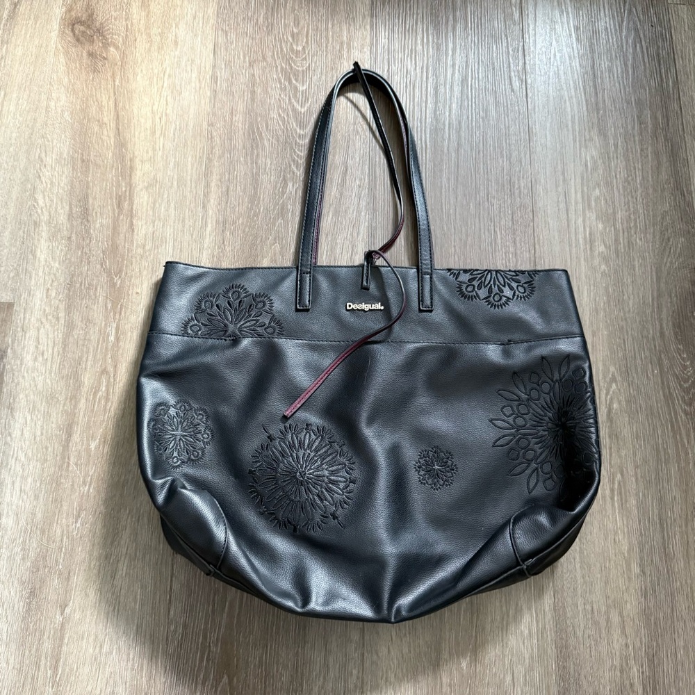 Desigual Black Embossed Tote Bag